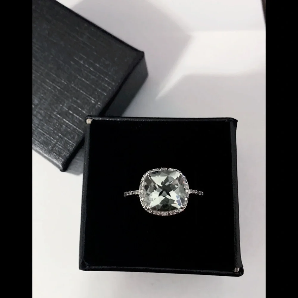 Natural Diamond Green Amethyst Ring